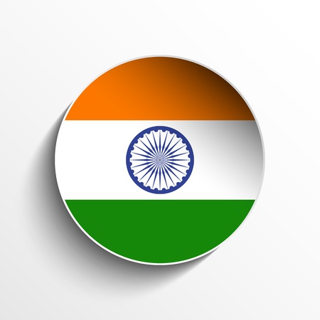 Vector - Flag Paper Circle Shadow Button Indiaのイラスト素材