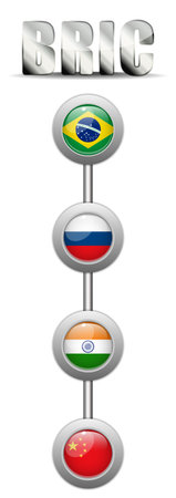 Vector - BRIC Countries Buttons Brazil Russia India Chinaのイラスト素材