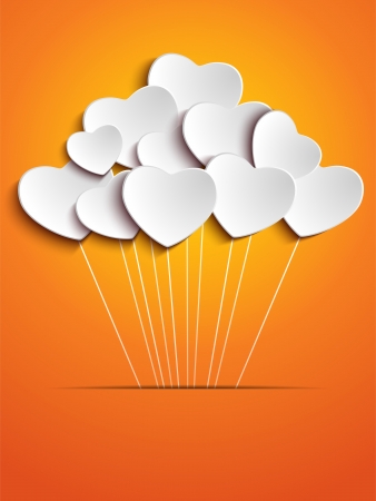 Valentines Day Heart Balloons on Orange Backgroundのイラスト素材