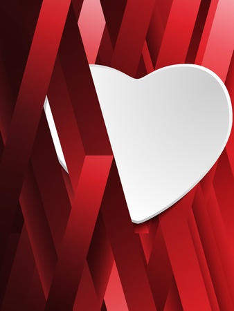 Vector - Hidden White Heart on Geometric Red Backgroundのイラスト素材