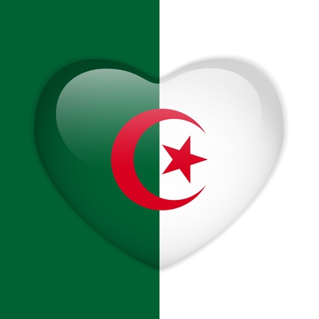 Vector - Algeria Flag Heart Glossy Buttonのイラスト素材