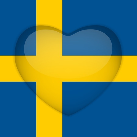 Vector - Sweden Flag Heart Glossy Buttonのイラスト素材