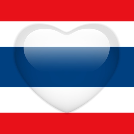 Vector - Thailand Flag Heart Glossy Buttonのイラスト素材