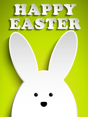 Vector - Happy Easter Rabbit Bunny on Green Backgroundのイラスト素材