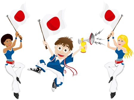 Vector - Japan Sport Fan with Flag and Hornのイラスト素材