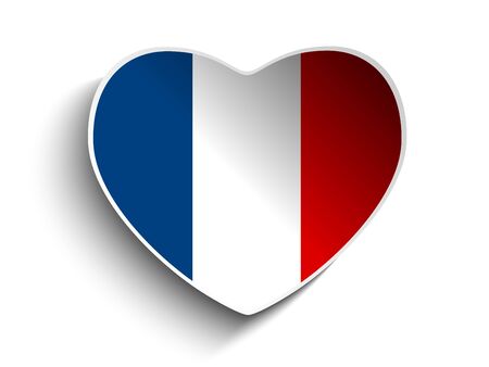 Vector - France Flag Heart Paper Stickerのイラスト素材