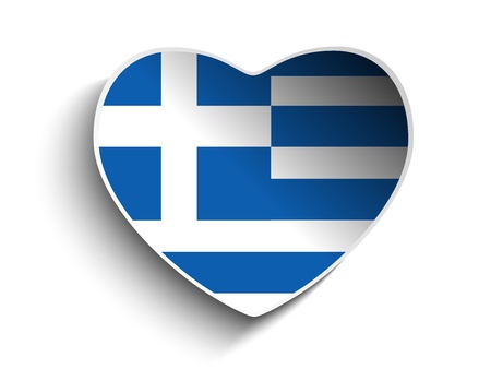 Vector - Greece Flag Heart Paper Stickerのイラスト素材