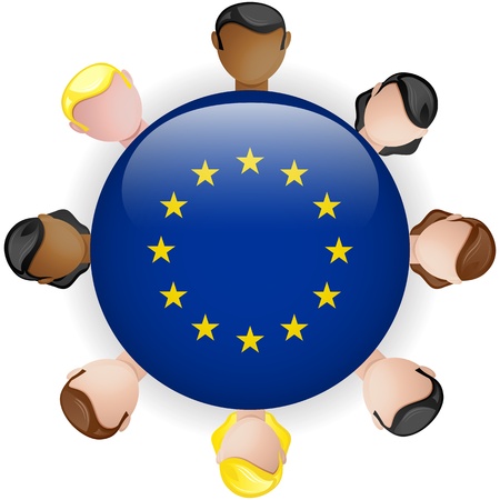 Europe Flag Button Teamwork People Group - Vectorのイラスト素材