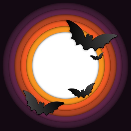 Halloween Bat Circle Frame Pumpkin Backgroundのイラスト素材