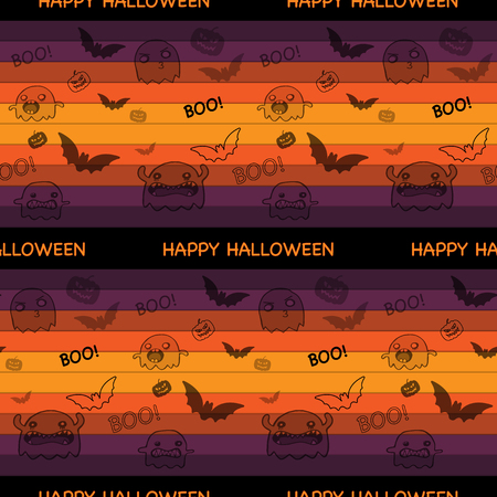 Halloween Ghost Bat Pumpkin Seamless Pattern Background Vectorのイラスト素材