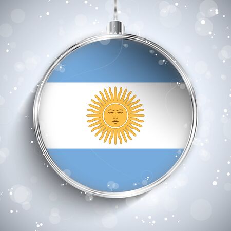 Vector - Merry Christmas Silver Ball with Flag Argentinaのイラスト素材