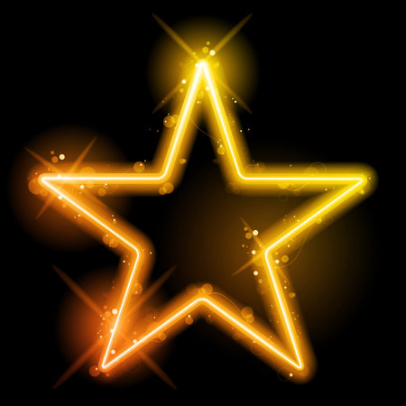 Vector - Glowing Neon Yellow Orange Starのイラスト素材