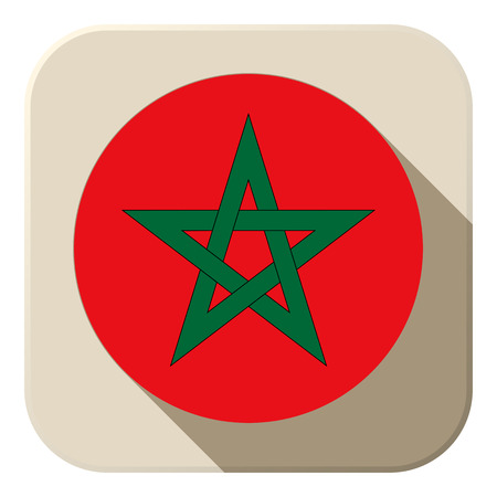 Vector - Morocco Flag Button Icon Modernのイラスト素材