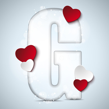 Vector - Alphabet Letters With Red Heart Valentine Dayのイラスト素材