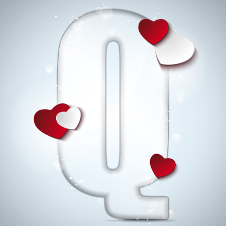 Vector - Alphabet Letters With Red Heart Valentine Dayのイラスト素材