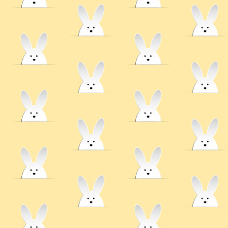 Vector - Happy Easter Rabbit Bunny Yellow Seamless Backgroundのイラスト素材