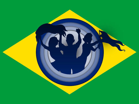 Vector - Brazil Flag with Soccer Ball Backgroundのイラスト素材