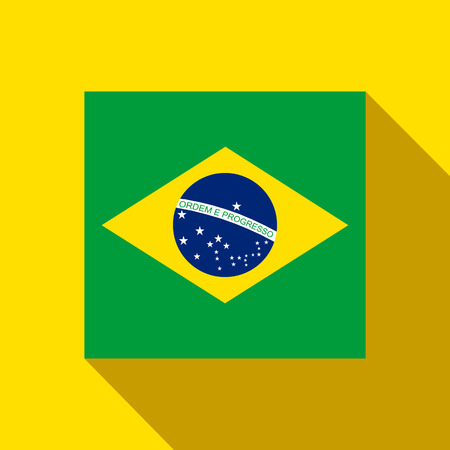 Vector - Brazil 2014 Flat Icon with Brazilian Flagのイラスト素材