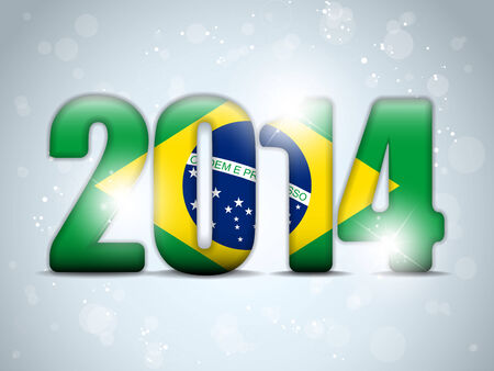 Vector - Brazil 2014 Soccer with Brazilian Flagのイラスト素材