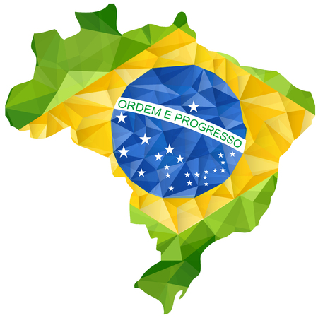 Vector - Brazil Flag Wave Yellow Green Blue Backgroundのイラスト素材