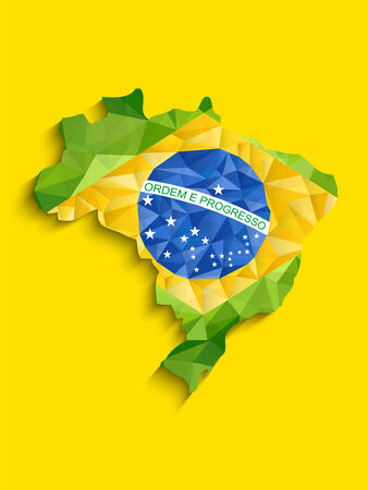Vector - Brazil Flag Map Yellow Green Blue Backgroundのイラスト素材