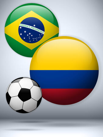 Vector - Brazil versus Colombia Flag Soccer Gameのイラスト素材