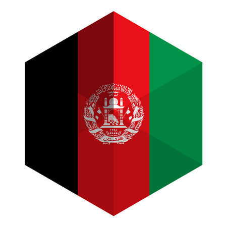 Afghanistan Flag Hexagon Flat Icon Buttonのイラスト素材