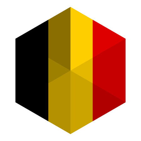 Belgium Flag Hexagon Flat Icon Buttonのイラスト素材