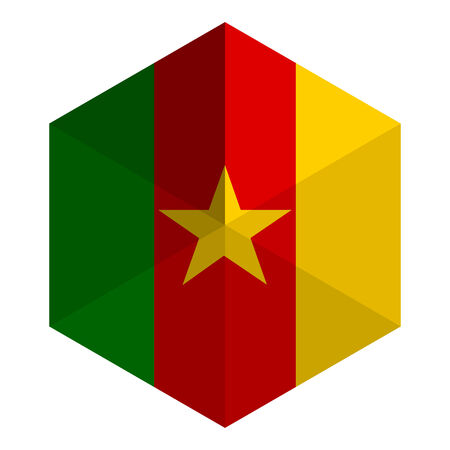 Cameroon Flag Hexagon Flat Icon Buttonのイラスト素材