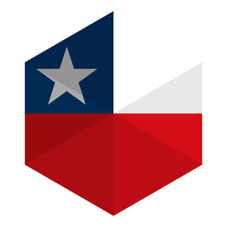 Chile Flag Hexagon Flat Icon Buttonのイラスト素材