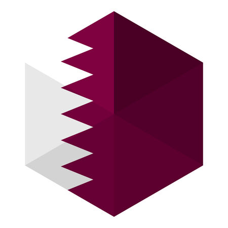 Qatar Flag Hexagon Flat Icon Buttonのイラスト素材