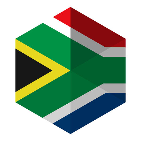 South Africa Flag Hexagon Flat Icon Buttonのイラスト素材