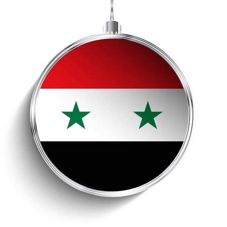Vector - Merry Christmas Silver Ball with Flag Syriaのイラスト素材
