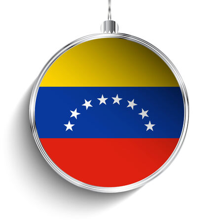 Vector - Merry Christmas Silver Ball with Flag Venezuelaのイラスト素材