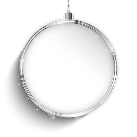 Vector - Merry Christmas Happy New Year Ball Silver with Stars and Snowflakesのイラスト素材