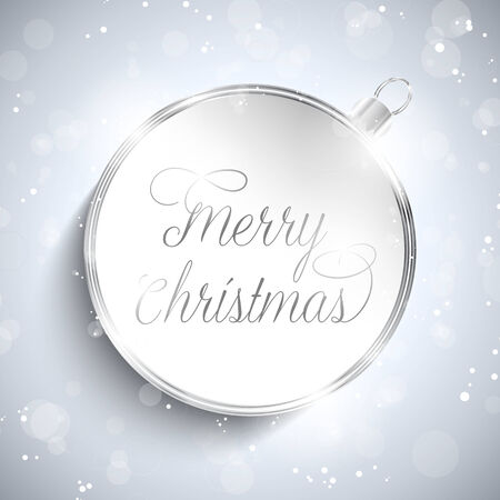 Vector - Merry Christmas Happy New Year Ball Silver with Stars and Snowflakesのイラスト素材