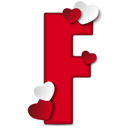 Vector - Alphabet Letters With Red Heart Valentine Dayのイラスト素材