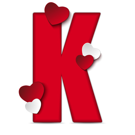 Vector - Alphabet Letters With Red Heart Valentine Dayのイラスト素材