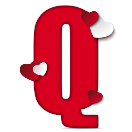 Vector - Alphabet Letters With Red Heart Valentine Dayのイラスト素材