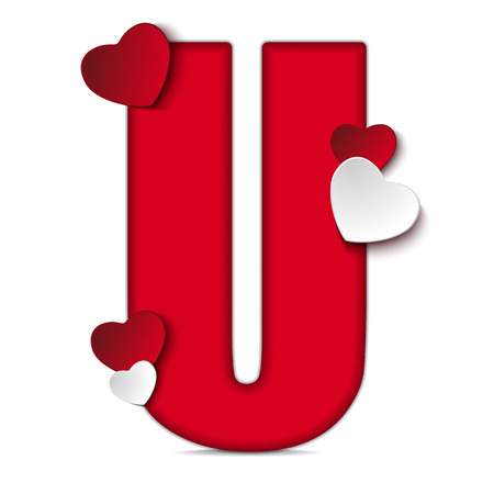 Vector - Alphabet Letters With Red Heart Valentine Dayのイラスト素材