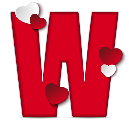 Vector - Alphabet Letters With Red Heart Valentine Dayのイラスト素材