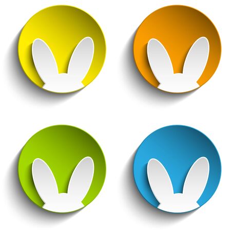 Vector - Set of Four Happy Easter Bunny Stickersのイラスト素材