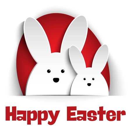 Vector - Happy Easter Rabbit Bunny on White Backgroundのイラスト素材
