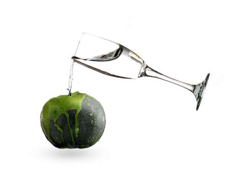 Water paint on appleの写真素材