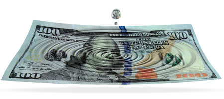 Water drops on dollarの写真素材