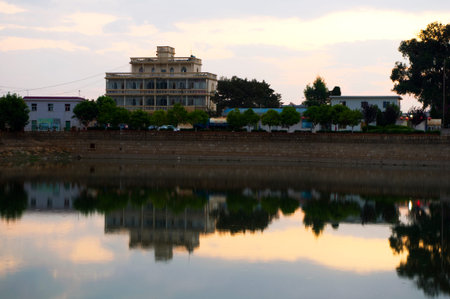 Buildings by a canal