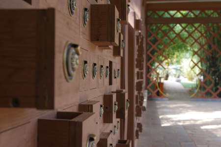 Wooden drawers at outdoorの写真素材