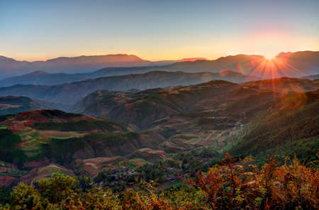 Scenic View Of Agricultural Field And Mountainsの写真素材