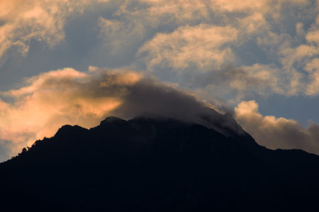 View of a mountain at twilight