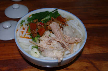 Bowl of oriental noodlesの写真素材